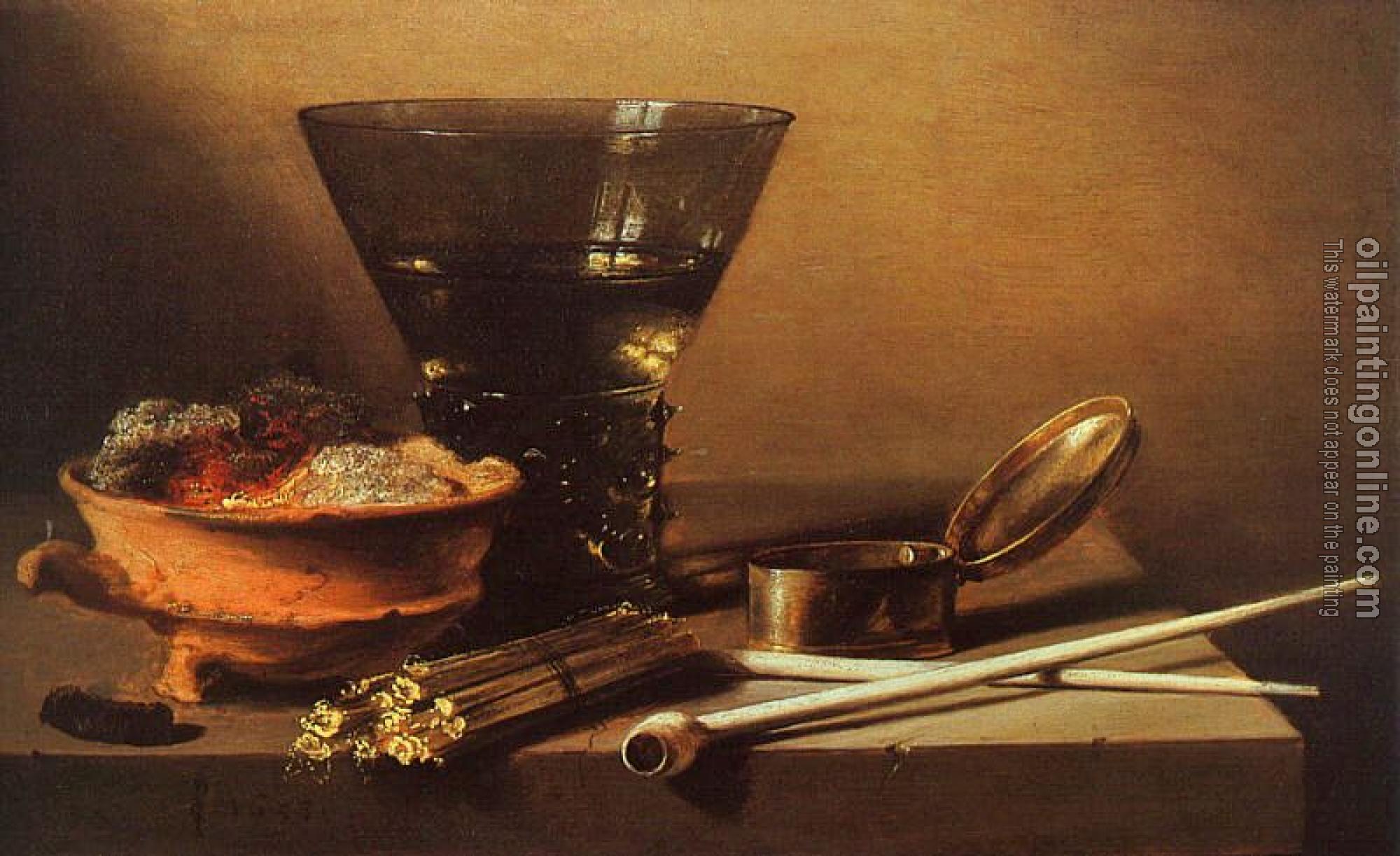 Claesz, Pieter - Still Life with Wine and Smoking Implements